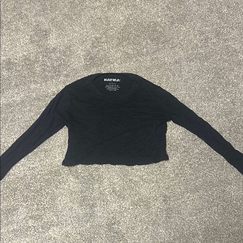 Katie J NYC Black Cropped Blouse